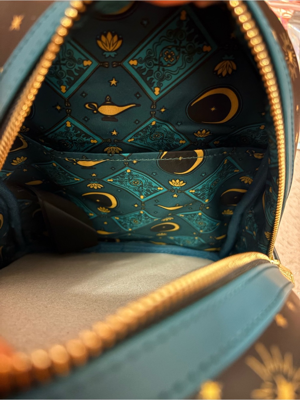 Loungefly Disney Jasmine Crescent Moon Mini Backpack - Black, Teal & Gold - Picture 5 of 6